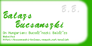 balazs bucsanszki business card